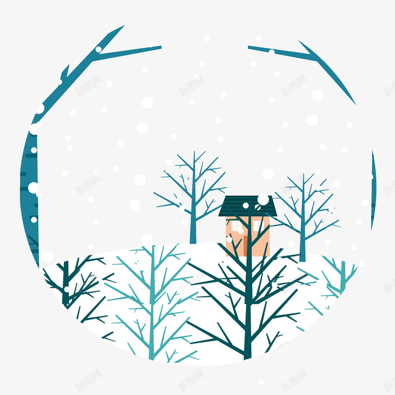 手绘装饰冬季雪景插画psd免抠素材_新图网 https://ixintu.com 下雪 冬天 冬季 手绘插画 新图网 立冬 装饰图案 雪景
