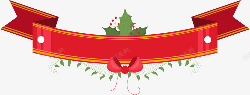 蝴蝶结圣诞节横幅矢量图ai免抠素材_新图网 https://ixintu.com 圣诞快乐 圣诞节 圣诞节横幅 矢量png 红丝带 红色横幅 矢量图