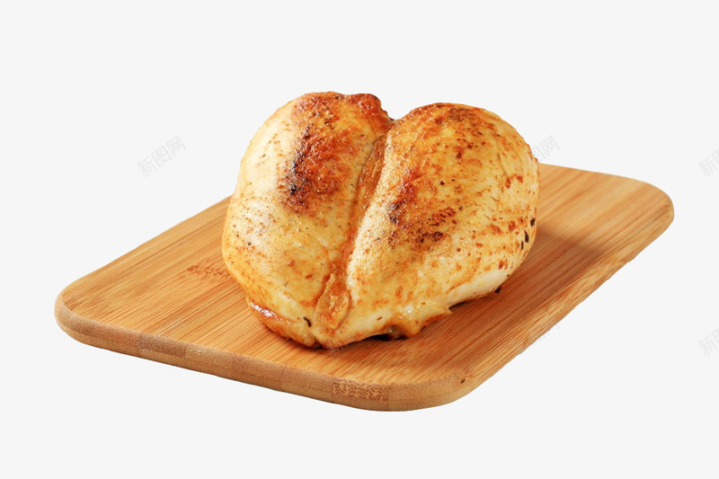 简洁美食烤好的鸡胸肉png免抠素材_新图网 https://ixintu.com 料理 案板 烤鸡 烧烤 美食 菜板 鸡肉 鸡胸肉 鸡胸脯