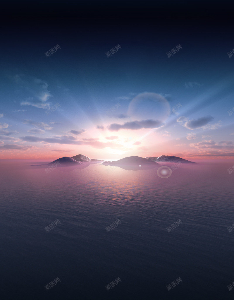 天空背景png免抠素材_新图网 https://ixintu.com 光线 夕阳 天空 山 海水 黄昏