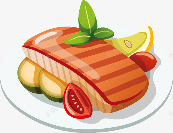外国美食矢量图ai免抠素材_新图网 https://ixintu.com 各国美食 插图 牛排 矢量图 美食 西餐