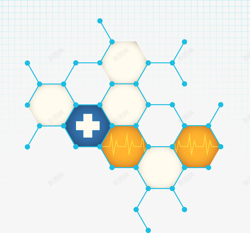 创意医疗背景矢量图ai免抠素材_新图网 https://ixintu.com 六边形 医疗 医药 方格 背景 蜂窝格 连接 矢量图