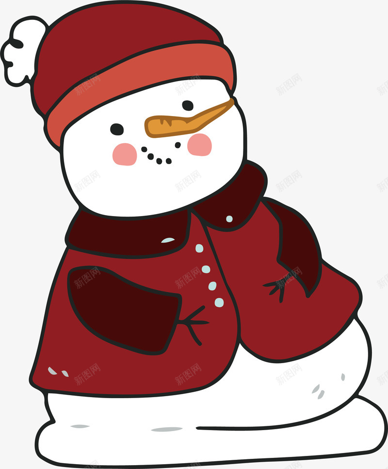 红棉袄雪人矢量图ai免抠素材_新图网 https://ixintu.com 冬天 可爱雪人 圣诞节 圣诞雪人 矢量png 矢量图 穿棉袄 红棉袄