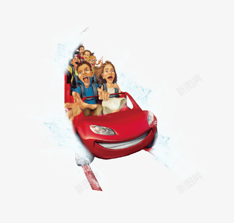 旅游季元素漂流png免抠素材_新图网 https://ixintu.com 创意 卡通人物 旅游季元素漂流 欢呼 汽车 游乐场 玩刺激
