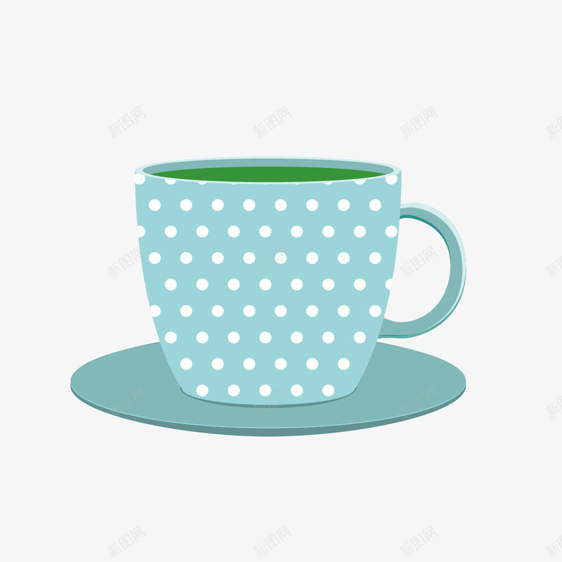 带碟子的蓝色波点瓷杯里一杯淡淡矢量图ai免抠素材_新图网 https://ixintu.com 下午茶 卡通 带碟子的蓝色波点瓷杯里一杯淡淡的绿咖啡矢量免费下载 手绘 波点瓷杯 清新 碟子 绿咖啡 蓝色 矢量图