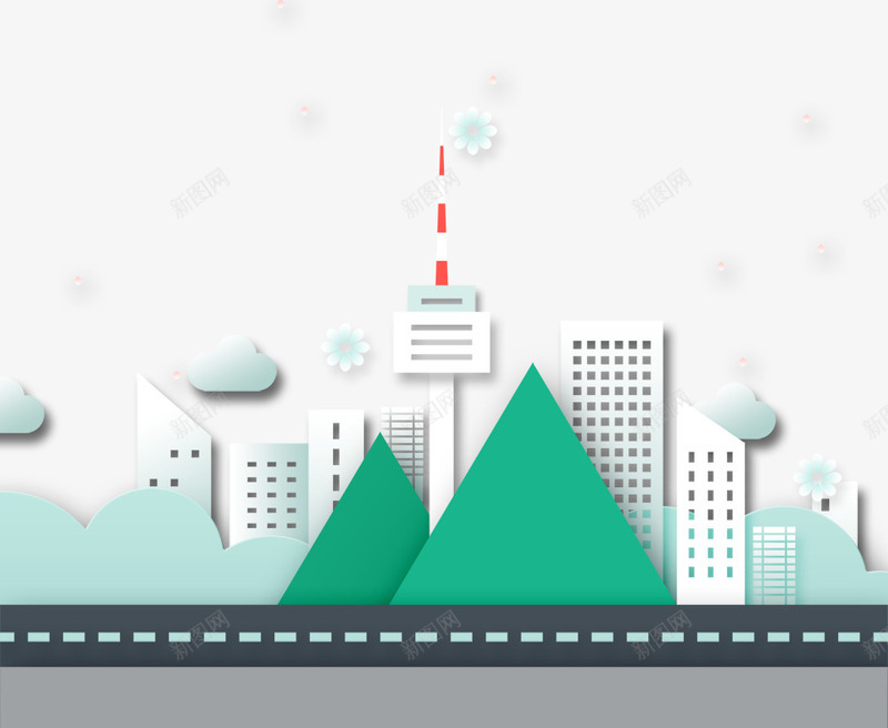 春季3D微立体城市春色装饰psd免抠素材_新图网 https://ixintu.com 叶子装饰 大自然景色 手绘 春季 春色 树木装饰 植物装饰 花朵装饰