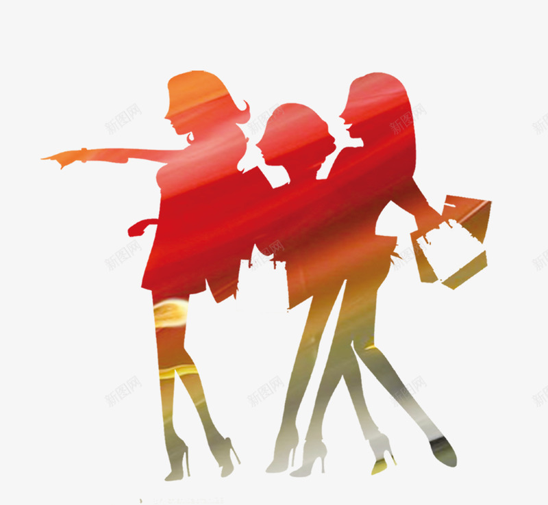 彩色剪影人物png免抠素材_新图网 https://ixintu.com shop 购物 逛街