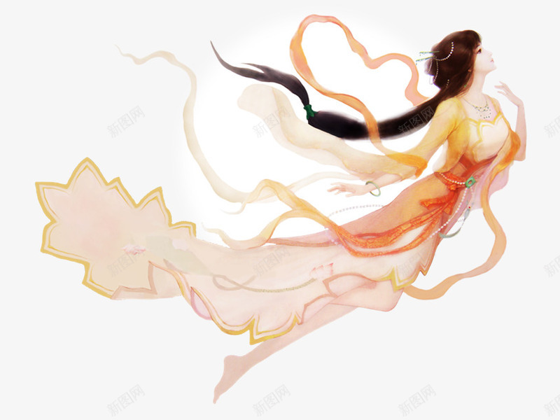 手经会中国风黄色美女png免抠素材_新图网 https://ixintu.com 国风 美女 黄色