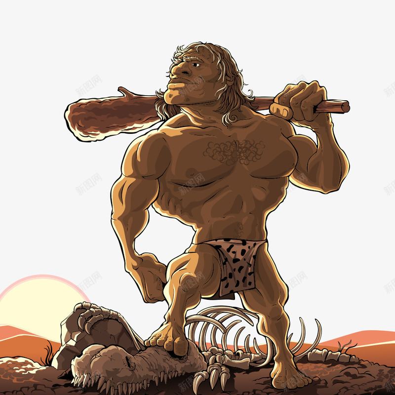 卡通原始人png免抠素材_新图网 https://ixintu.com 人物 人物插画 卡通人物 原始人 插画 矢量人物 矢量原始人
