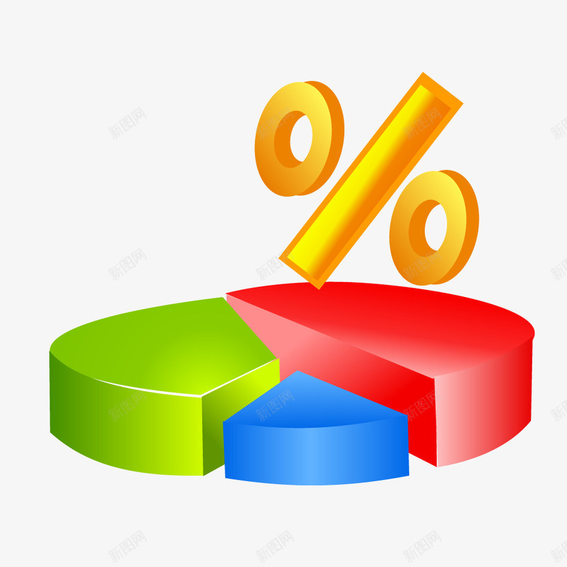 PPT元素png免抠素材_新图网 https://ixintu.com 分析 图表 数据 比例 百分号 饼图