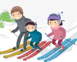 冬季滑雪旅游卡通插画素材