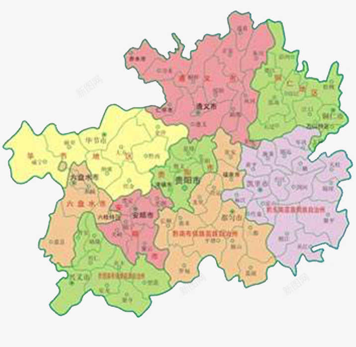 彩色详细贵州地图图标png_新图网 https://ixintu.com 城市地图 详细标记 贵州地图