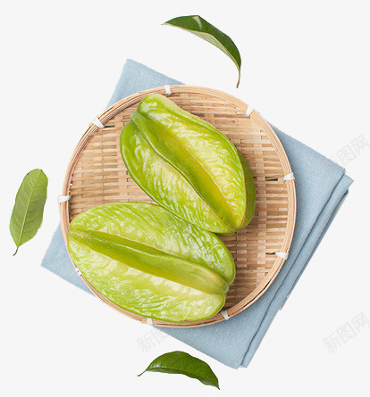 杨桃png免抠素材_新图网 https://ixintu.com 新鲜水果 果篮 水果 绿叶