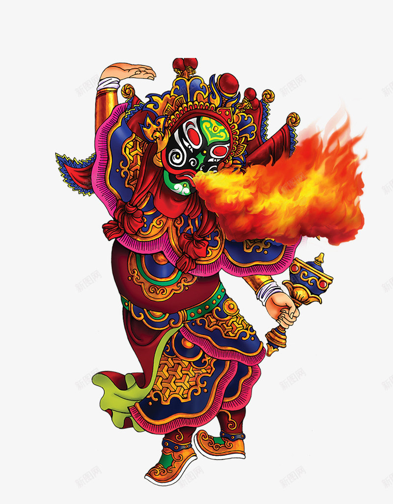 喷火京剧人物png免抠素材_新图网 https://ixintu.com 京剧 京剧人物造型 喷火 天王 戏剧 戏服 武生