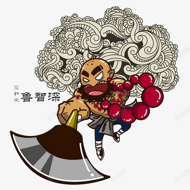 中国风花和尚鲁智深png免抠素材_新图网 https://ixintu.com 中国风 和尚 天孤星 手绘 插画 水浒传 花和尚 花纹 鲁智深
