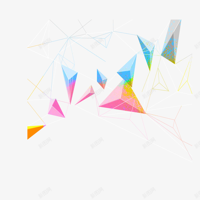 彩色绚丽三角几何体背景png免抠素材_新图网 https://ixintu.com 三角几何 失量背景 彩色绚丽图 立体三角