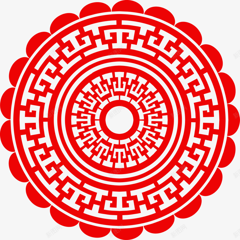 中国风红色剪纸圆形纹样矢量图ai免抠素材_新图网 https://ixintu.com 中国风 中国风符号 圆形纹样 海报装饰 猪年 矢量图 红色剪纸