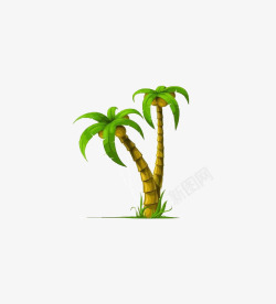 夏日椰子树海边绿色素材