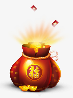 福袋片png免抠素材_新图网 https://ixintu.com 发光的钱袋 发红包 年货节 新年 福袋 贺岁 金袋子 钱袋 钱袋模型