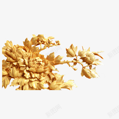 木雕花png免抠素材_新图网 https://ixintu.com 木雕牡丹 植物 花卉