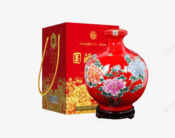 汾酒产地纯粮原浆png免抠素材_新图网 https://ixintu.com 产品实物 坛装礼盒 白酒 花开富贵