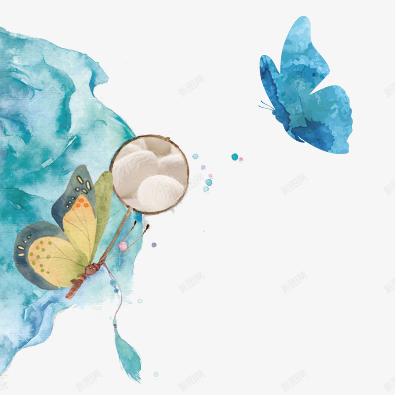 中国风水墨蝴蝶psd免抠素材_新图网 https://ixintu.com 中国古扇 中国风 卡通手绘 水墨山水 水墨蝴蝶 蝴蝶花藤 诗意装饰
