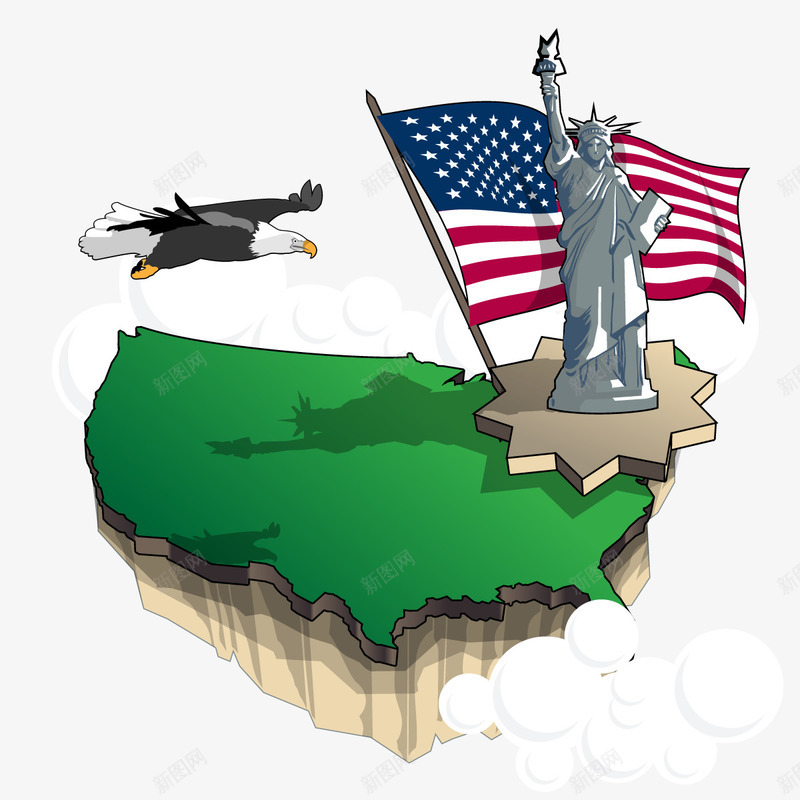 USA矢量图eps免抠素材_新图网 https://ixintu.com 美国 美国大陆 自由女神 鹰 矢量图
