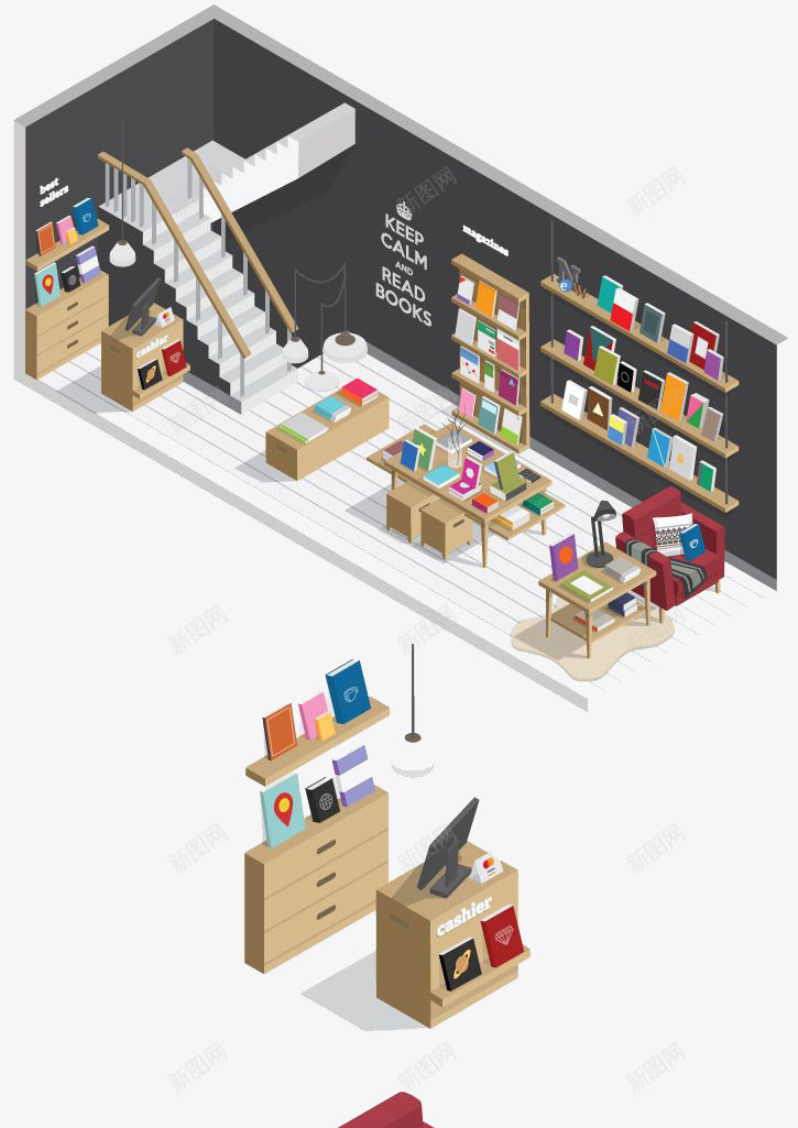 扁平化商店俯视图png免抠素材_新图网 https://ixintu.com H5页面素材 卡通 商店俯视图 扁平化 扁平素材 电商卡通 网页设计卡通