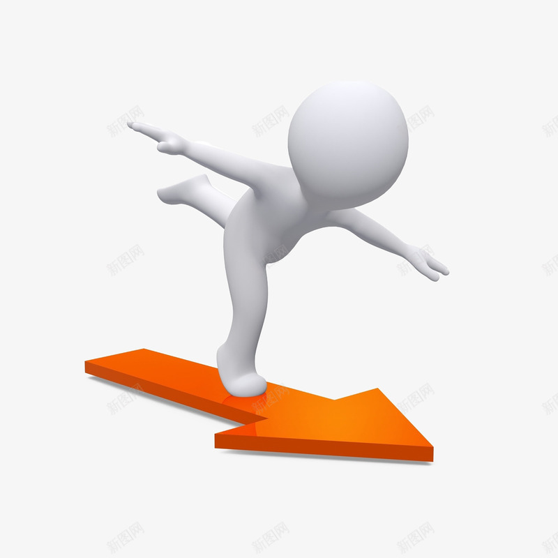 箭头上的人png免抠素材_新图网 https://ixintu.com 3D小人 商务人士 数据 黄色