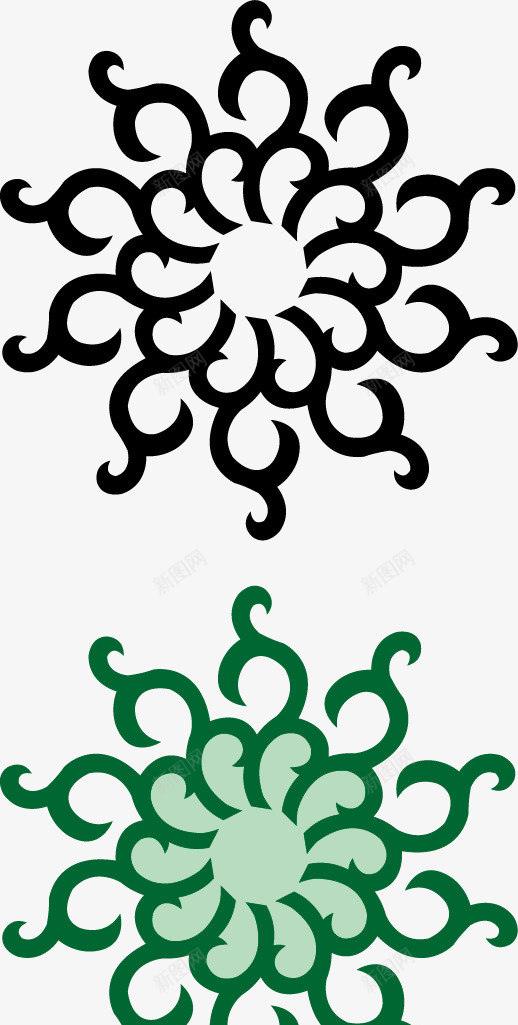 绿色菊花瓦当花纹矢量图eps免抠素材_新图网 https://ixintu.com 中国风 瓦当图案 瓦当花纹 矢量图 绿色