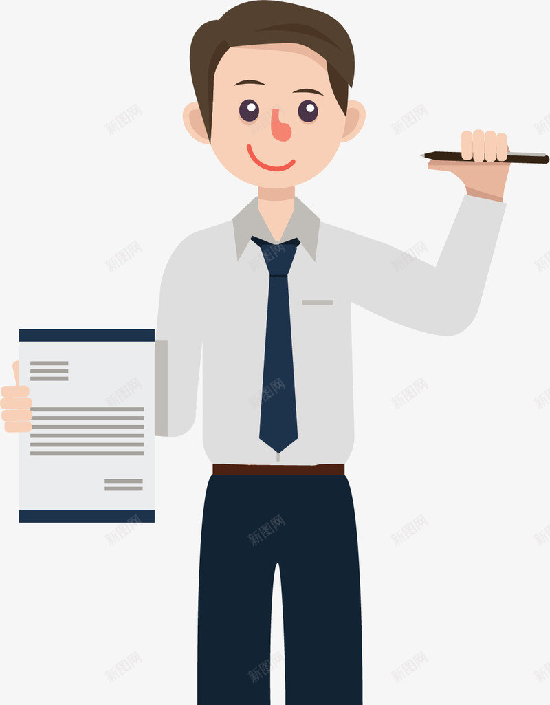 拿着合同和笔的商务小人矢量图ai免抠素材_新图网 https://ixintu.com 合同 商务合同 商务小人 手拿合同 矢量png 签合同 矢量图