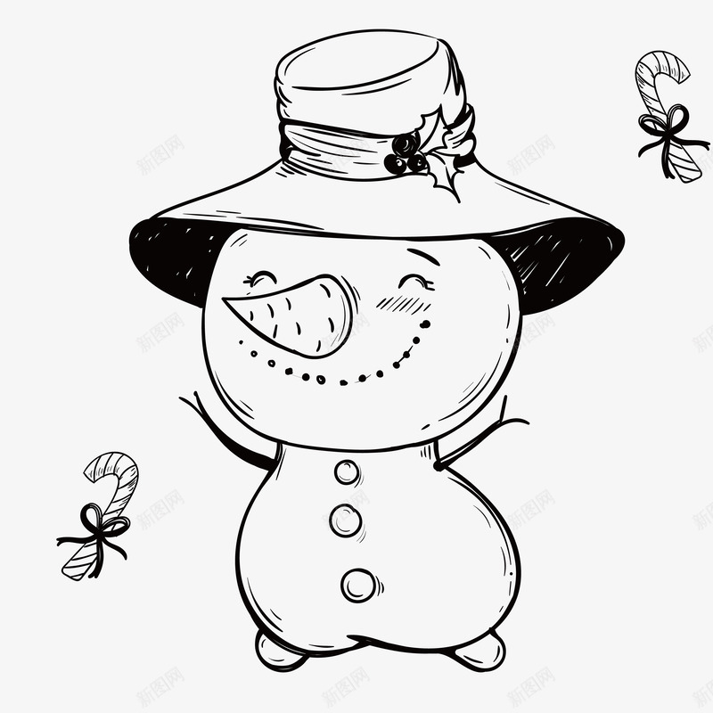 复古雪人矢量图eps免抠素材_新图网 https://ixintu.com 冬天 圣诞节 宣传单 微笑 淘宝海报 矢量图