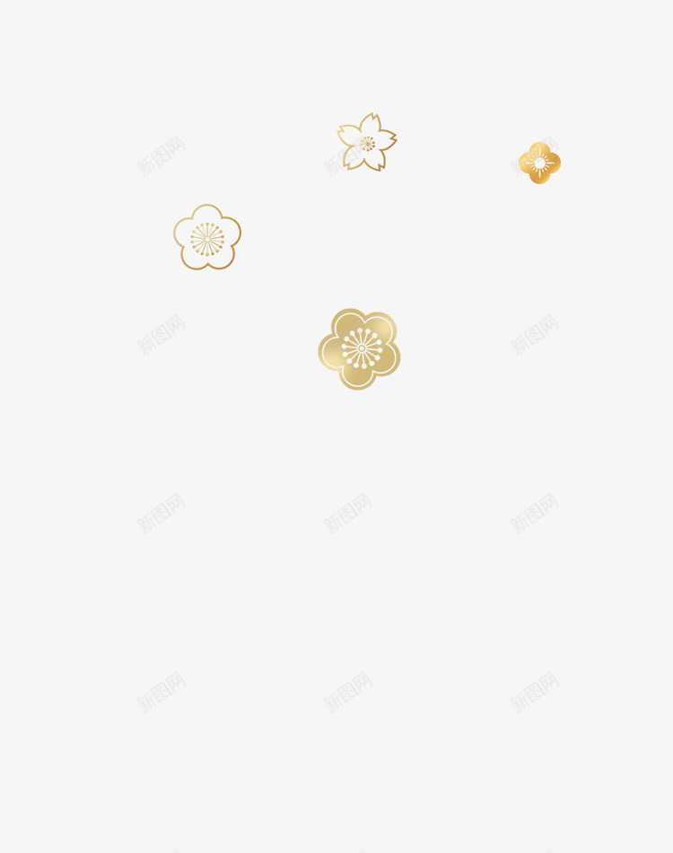 金色梅花花瓣png免抠素材_新图网 https://ixintu.com 梅花 花瓣 装饰 金色