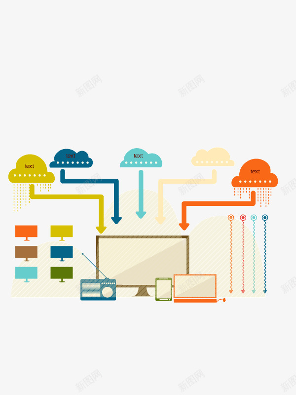 卡通扁平化商务信息png免抠素材_新图网 https://ixintu.com ppt 云系统 卡通 商务信息 扁平化 数据分析元素 电脑 童趣