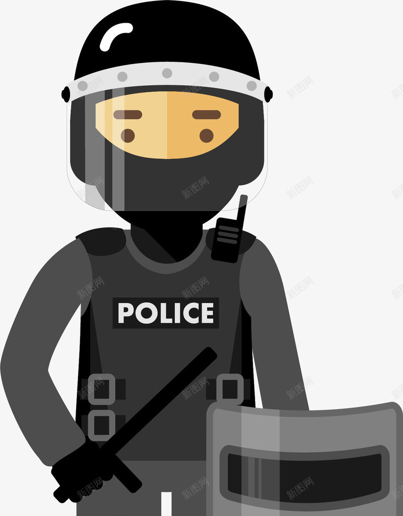 打黑除恶防暴警察矢量图ai免抠素材_新图网 https://ixintu.com 安全 打黑除恶 男性 警察 防护 防暴 除恶 矢量图