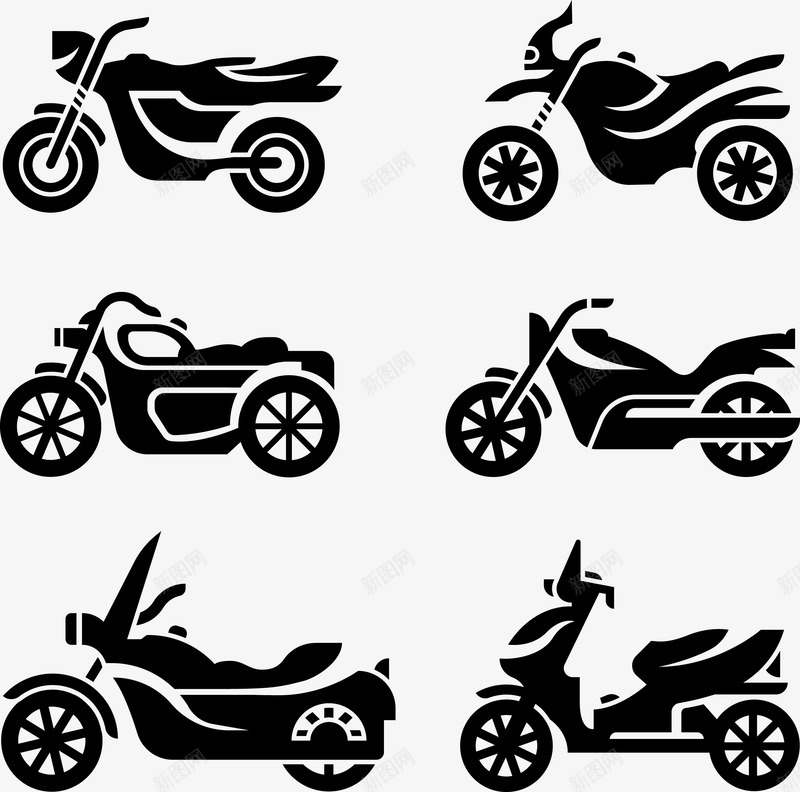 摩托车剪影矢量图ai免抠素材_新图网 https://ixintu.com 交通工具 剪影 摩托车 机动车 矢量图