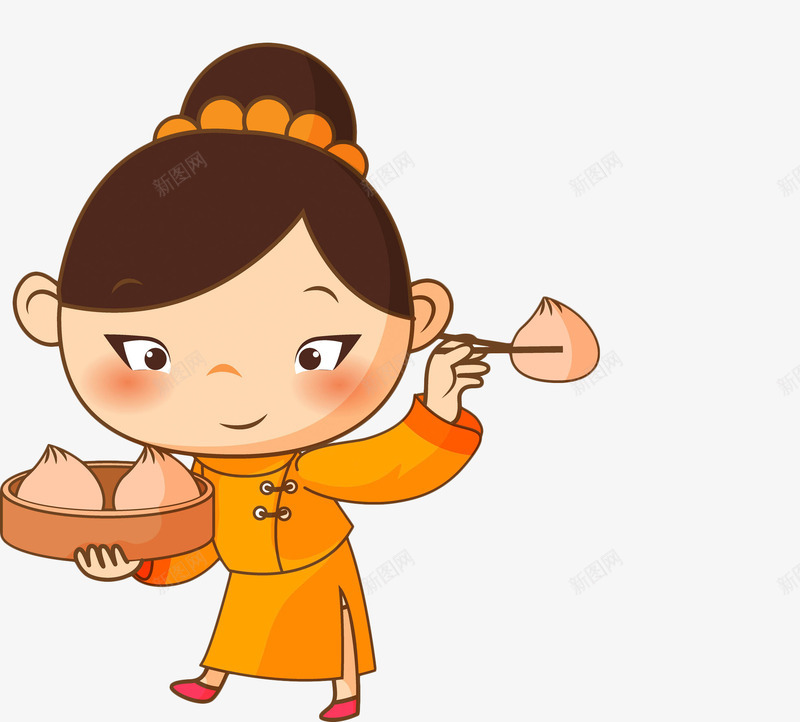 手绘卡通包子png免抠素材_新图网 https://ixintu.com 包子 卡通女孩 吃食 简约手绘 美食 美食涂鸦 食物 黄色