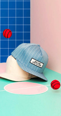 帽子卡通篮球场海报背景素材