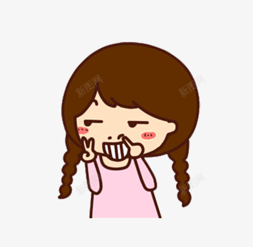 一个女孩png免抠素材_新图网 https://ixintu.com 卡通 呲牙 抠鼻 耳鼻喉 长发 鼻屎