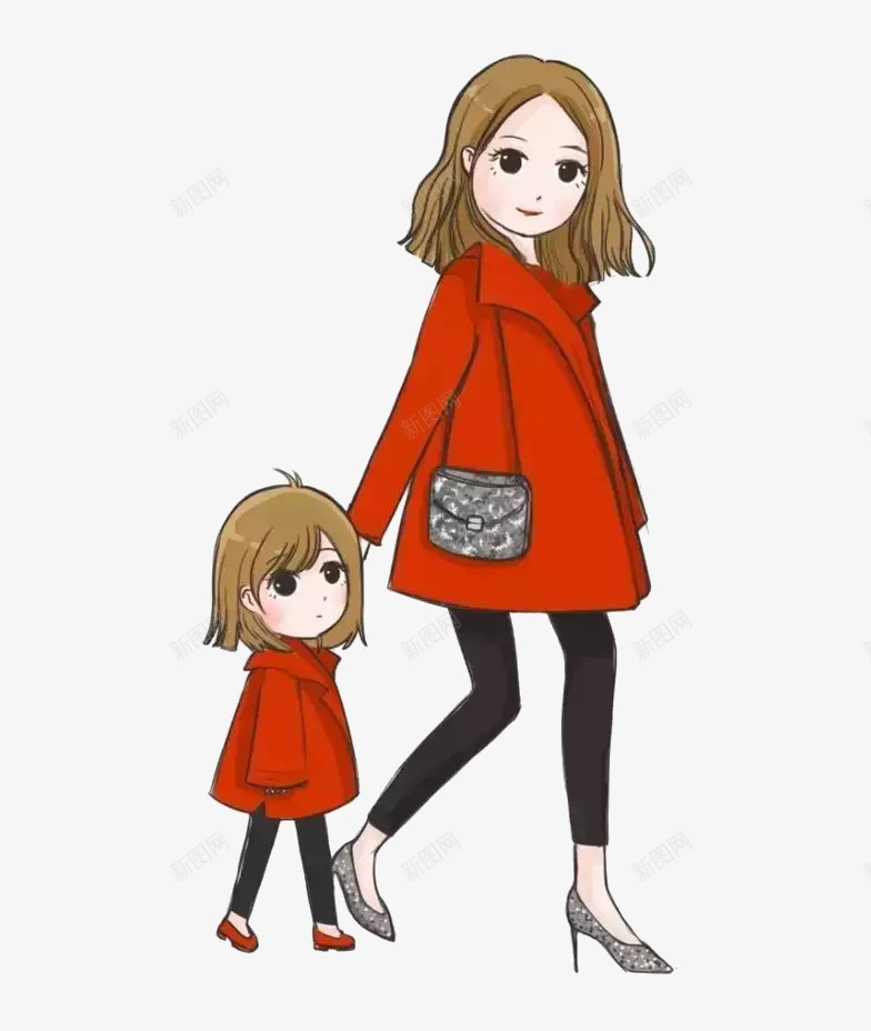卡通母女png免抠素材_新图网 https://ixintu.com 亲子装 卡通 可爱 母女