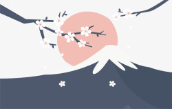 浪漫樱花日本富士山浪漫樱花矢量图高清图片