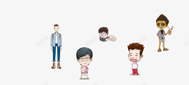 卡通人物小清新页面装饰图案psd免抠素材_新图网 https://ixintu.com 卡通人物 小清新 页面装饰图案
