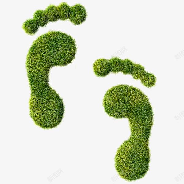 草坪脚印png免抠素材_新图网 https://ixintu.com 绿色 脚丫 脚型 草地 足印