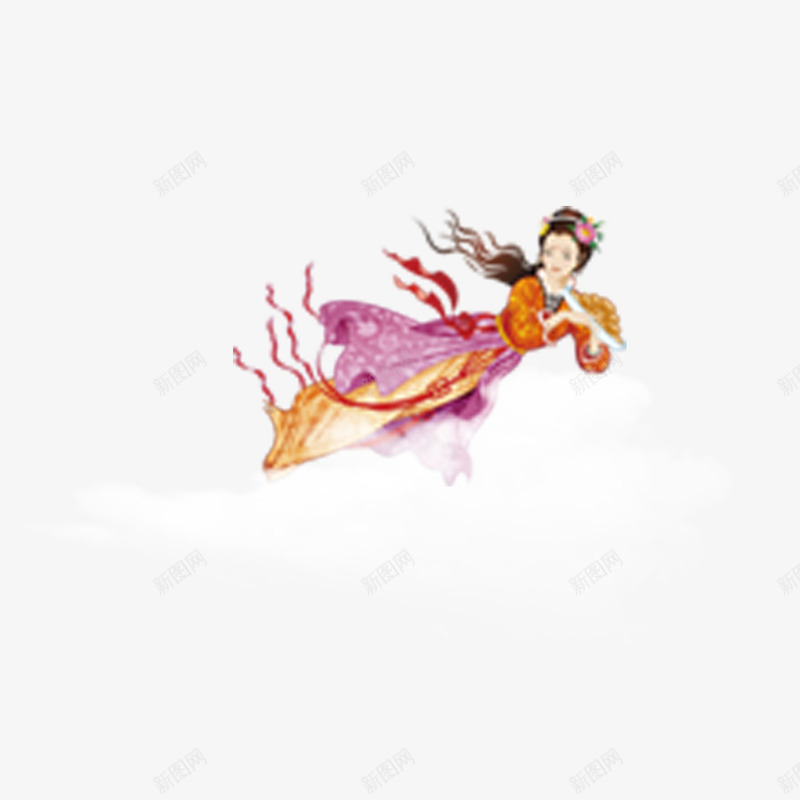 嫦娥奔月psd免抠素材_新图网 https://ixintu.com 中秋 嫦娥 嫦娥奔月 祥云