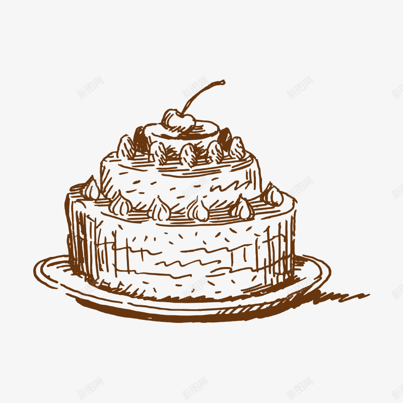 手绘素描png免抠素材_新图网 https://ixintu.com 手绘 糕点 素描 蛋糕 西点