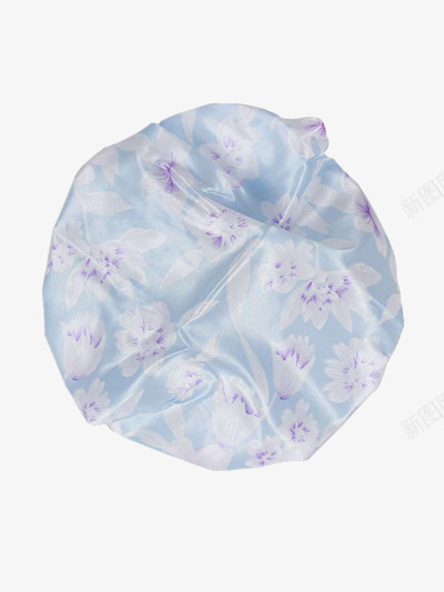 素花朵浴帽png免抠素材_新图网 https://ixintu.com 女式浴帽 小碎花 蓝色 防打湿头发