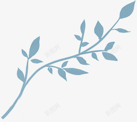 手绘蓝色淡雅植物树叶png免抠素材_新图网 https://ixintu.com 树叶 植物 淡雅 蓝色