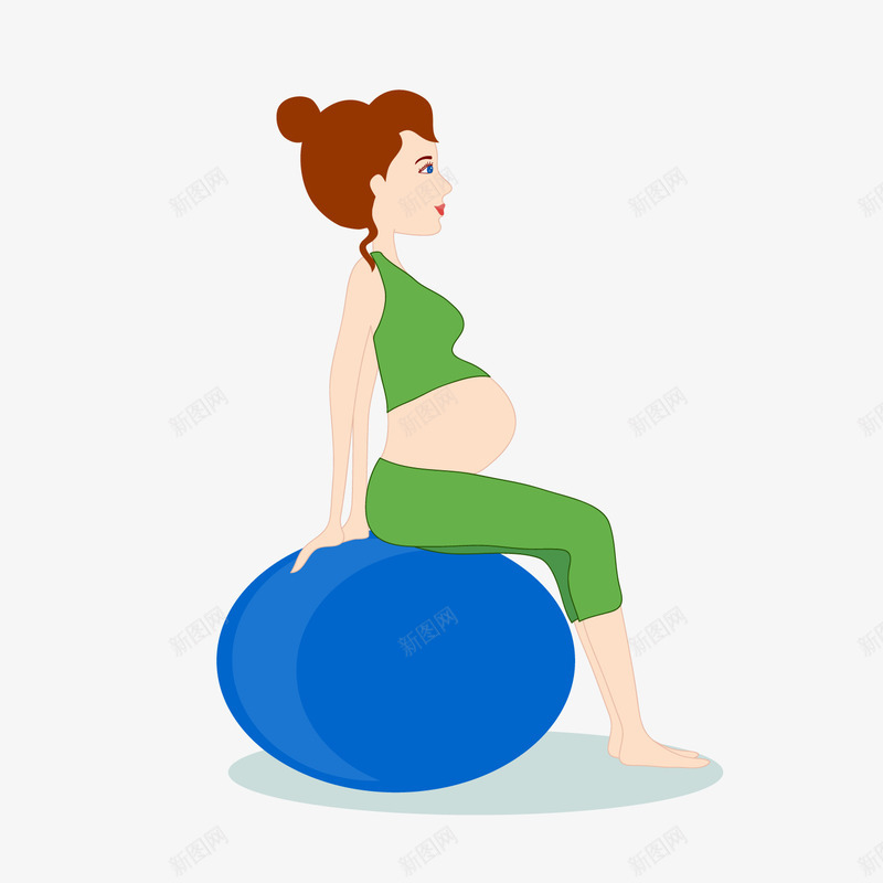 练瑜伽的孕妇png免抠素材_新图网 https://ixintu.com 健身人物 卡通人物 孕妇瑜伽 瑜伽球