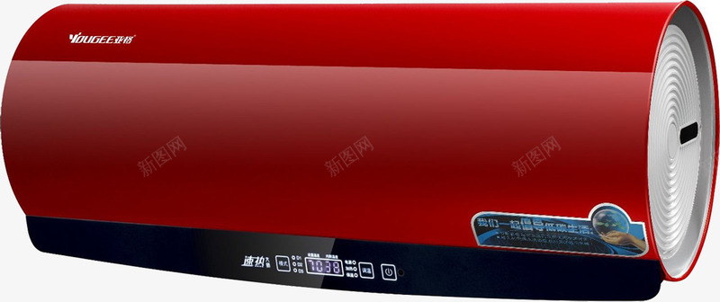 红色多功能电热水器png免抠素材_新图网 https://ixintu.com 体积小 使用方便 即热式 外形精致 持续供应 火红色 速热