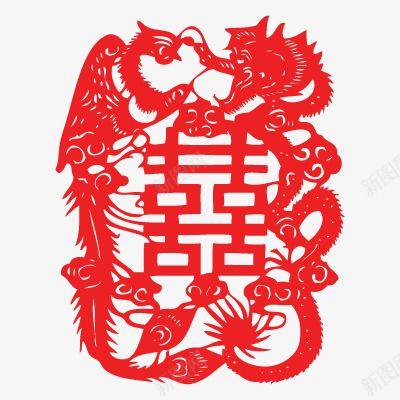 喜字红色剪纸png免抠素材_新图网 https://ixintu.com 剪纸 喜字 婚庆 红色
